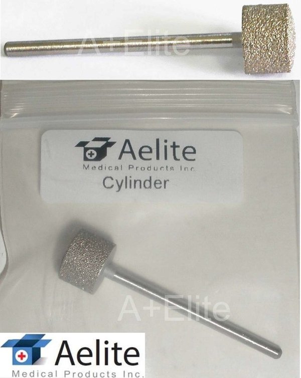 A+Elite CYLINDER Diamond Bur Podiatry Chiropody Pedicure Nail Drill Bit Stainless Steel