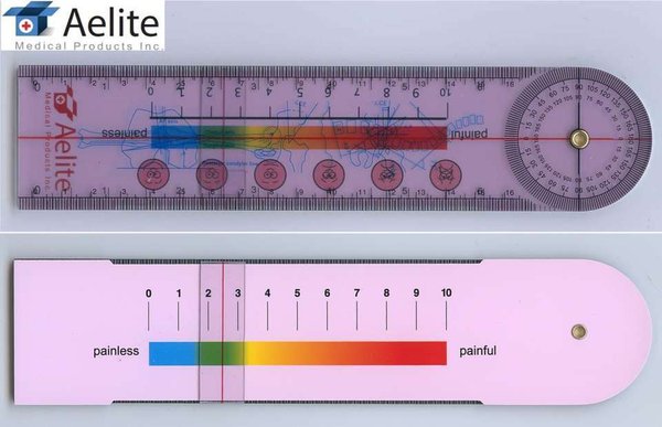 A+Elite Spinal Goniometer Ruler Rand of Motion Tester With Pain Rating Scale 360 Degrees