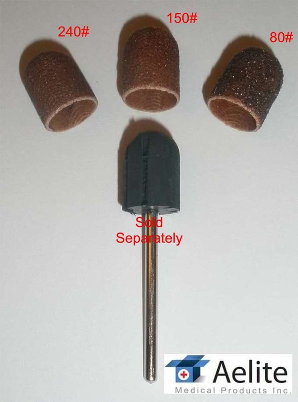 A+Elite Nail Abrasive Sanding Caps For Manicure Pedicure SMALL D10mm*15mm 80# Coarse Brown 10/PK