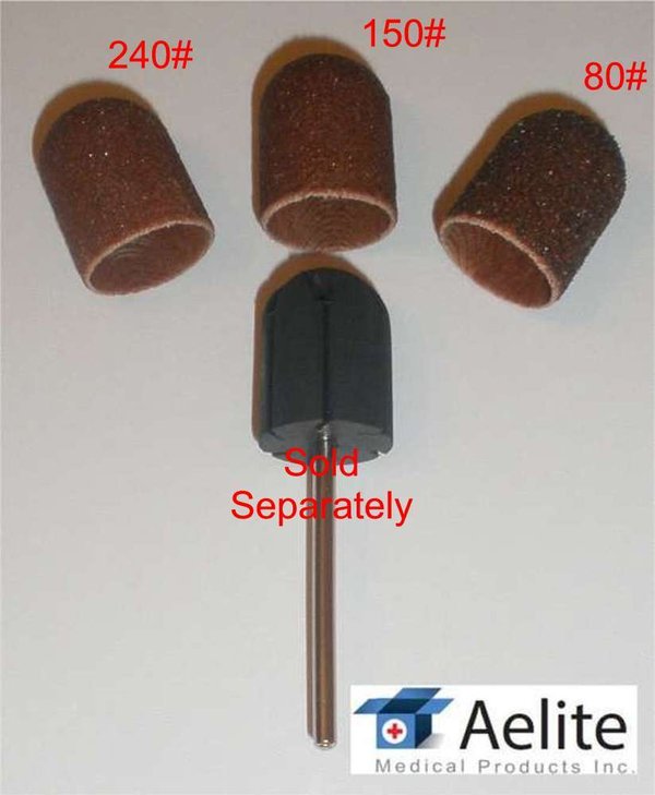 A+Elite Nail Abrasive Sanding Caps For Manicure Pedicure MEDIUM D13mm*19mm 240# Fine Brown 10/PK