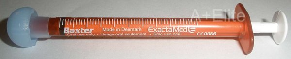 BAXTER BAXA ExactaMed Oral Syringe Liquid Medication Drug Dose Dispenser 0.5cc/0.5mL 100/PK Amber