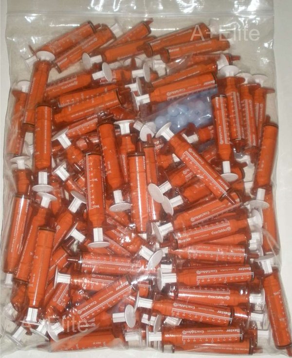 BAXTER BAXA ExactaMed Oral Syringe Liquid Medication Drug Dose Dispenser 10cc/10mL 100/PK Amber