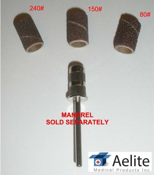 A+Elite Nail Manicure Pedicure Abrasive Sanding Bands Sleeves D6.3mm*13mm 80# COARSE 100-PK