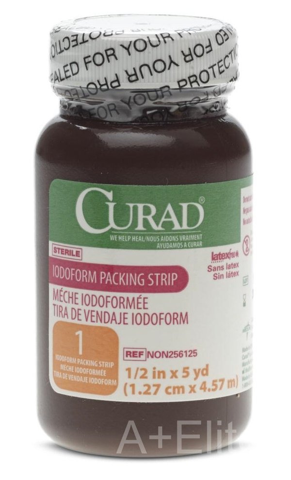 MEDLINE CURAD Iodoform Gauze Packing Strip Sterile 1/2"x5yd Medical Dental Wound Dressing
