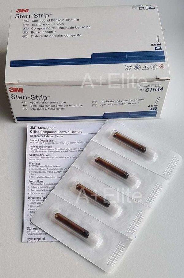 3M STERI-STRIP C1544 Compound Benzoin Tincture 0.6mL 2/3cc Ampules 40/BX Sterile