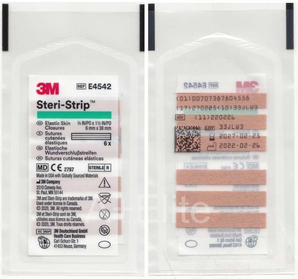 3M STERI-STRIP E4542 1/4"x1-1/2" Blend Tone Elastic Tan Skin Closures Adhesive Face Bandages 6/PACK