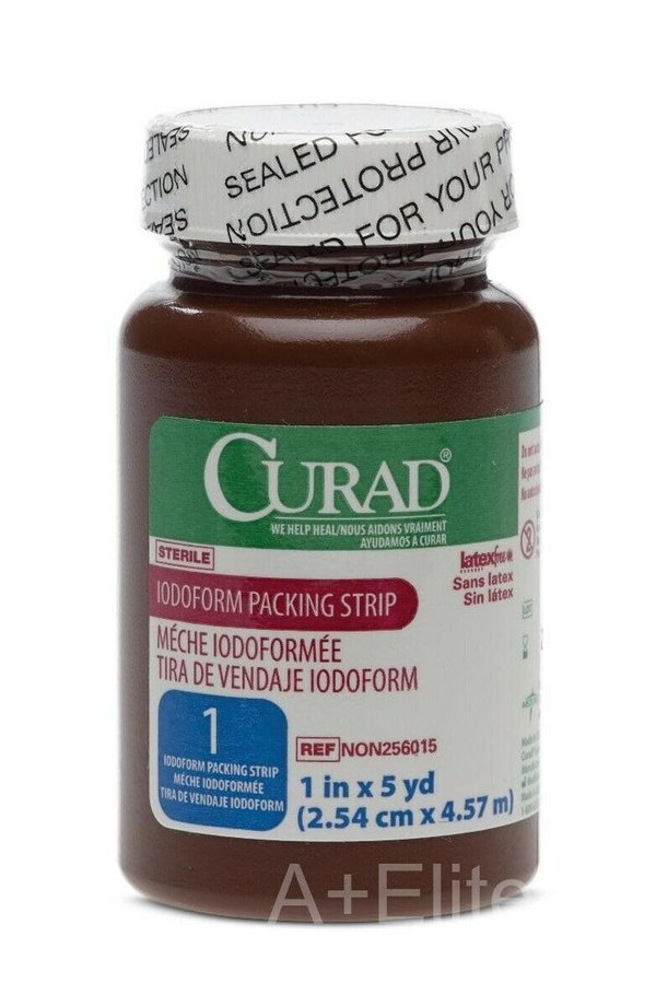 MEDLINE CURAD Iodoform Gauze Packing Strip Sterile 1"x5yd Medical Dental Wound Dressing