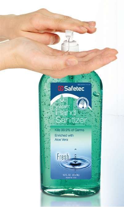 Safetec FRESH Instant Hand Sanitizer Waterless With Aloe 16oz 473mL 17354 Pump Bottle