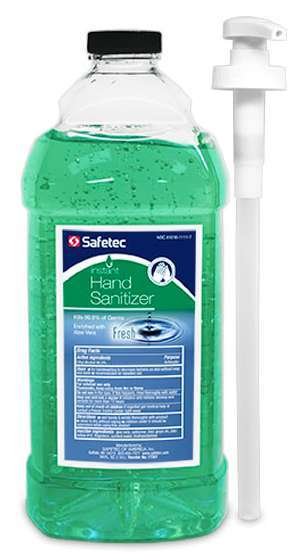 Safetec FRESH Instant Hand Sanitizer Waterless With Aloe 64oz 1.9L 17357 Pump Bottle