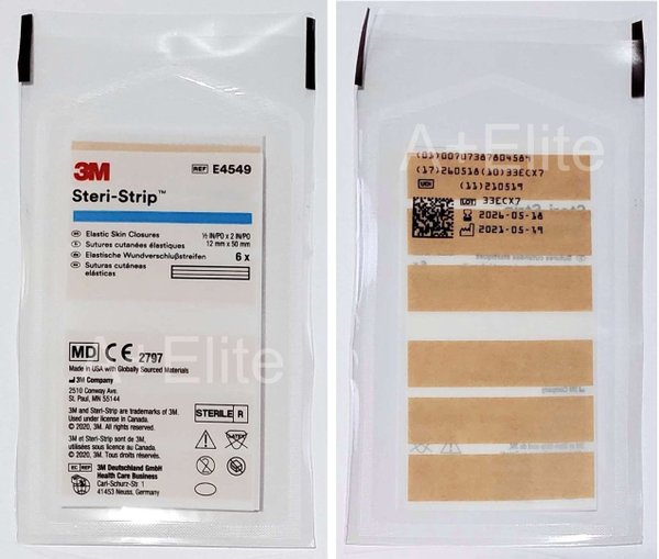3M STERI-STRIP E4549 1/2"x2" Blend Tone Elastic Tan Skin Closures Adhesive Face Bandages 6/PACK