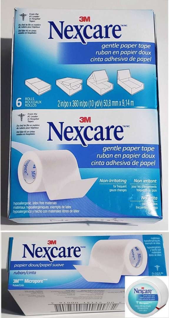 3M NEXCARE MICROPORE Paper Surgical Tape 2"x10Yd Eyelash Extension 6/BX 530-P2 Wrapped Rolls