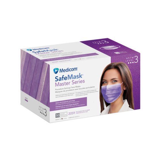 MEDICOM SafeMask Master Series Face Masks Earloop 50/BX ASTM Level 3 2059 Southern Bellflower