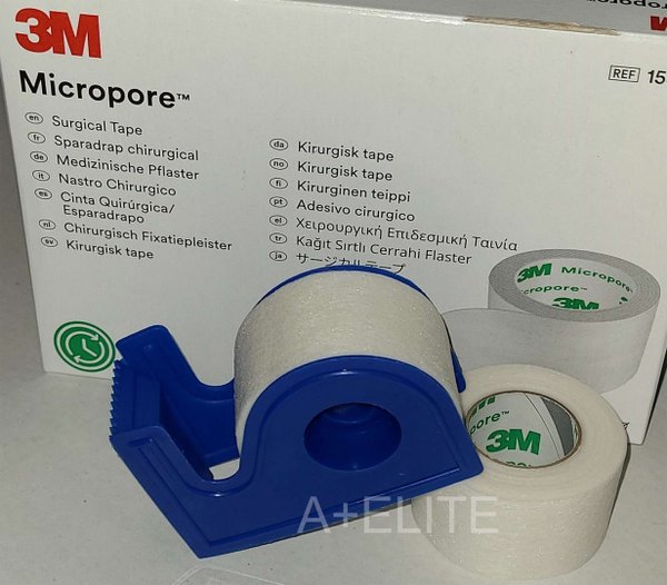 3M MICROPORE Paper Surgical Tape With Dispenser 1"x10Yds White Eyelash Extension -ONE- 1535-1