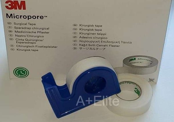 3M MICROPORE Paper Surgical Tape With Dispenser 1/2"x10Yds White Eyelash Extension -ONE- 1535-0