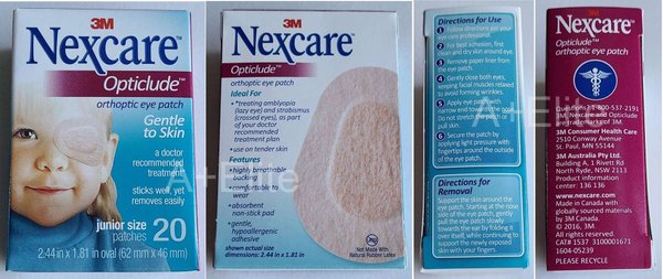 3M NEXCARE Opticlude Orthoptic Eye Oval Patch Junior Size 2.44"x1.81" 20/BX 1537