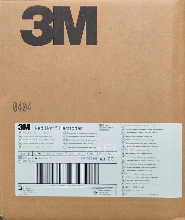 3M RED DOT ECG Monitoring Electrode 2560 1.6"x1.36" Foam Tape And Sticky Gel 1000/CS